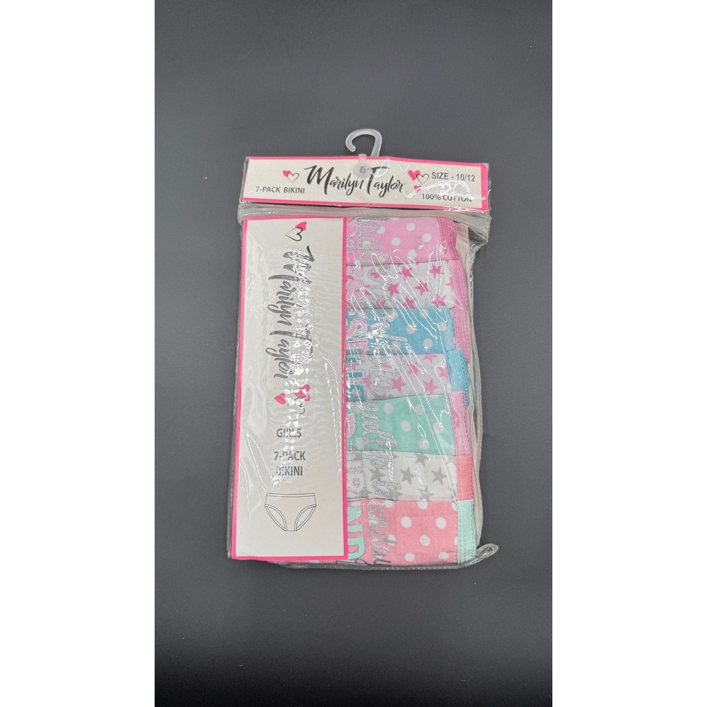 Marilyn Taylor Girls 7-Pack Bikini Underwear 100% Cotton Assorted Size 10/12 New